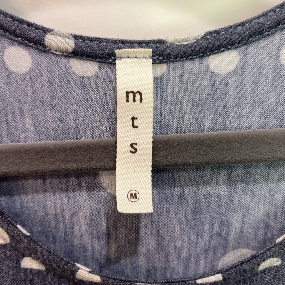 MTS Blue And White Polka Dot Tank Shirt Dress Pockets Women's Size Medium - Picture 3 of 7